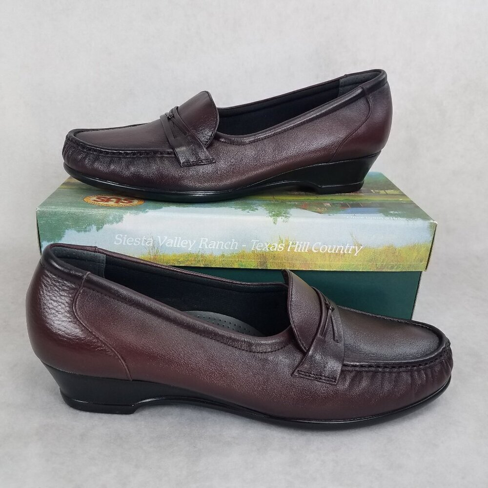 SAS Leather Loafer Slip on Shoe Easier Antique Wine TriPad Comfort Women 12 M